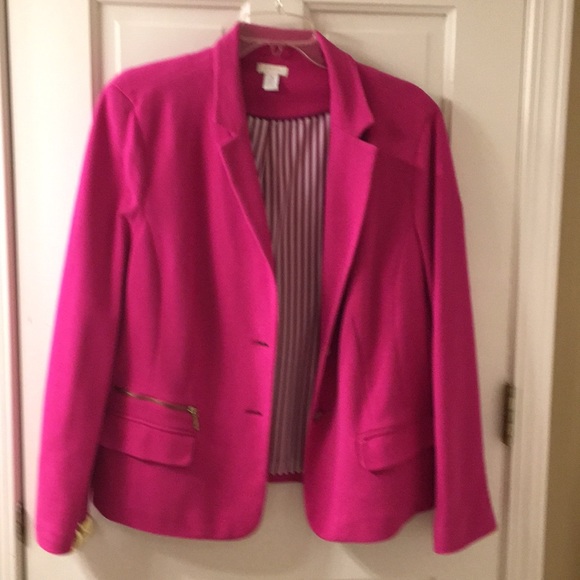 Chico's Jackets & Blazers - Bright pink cotton pique knit blazer